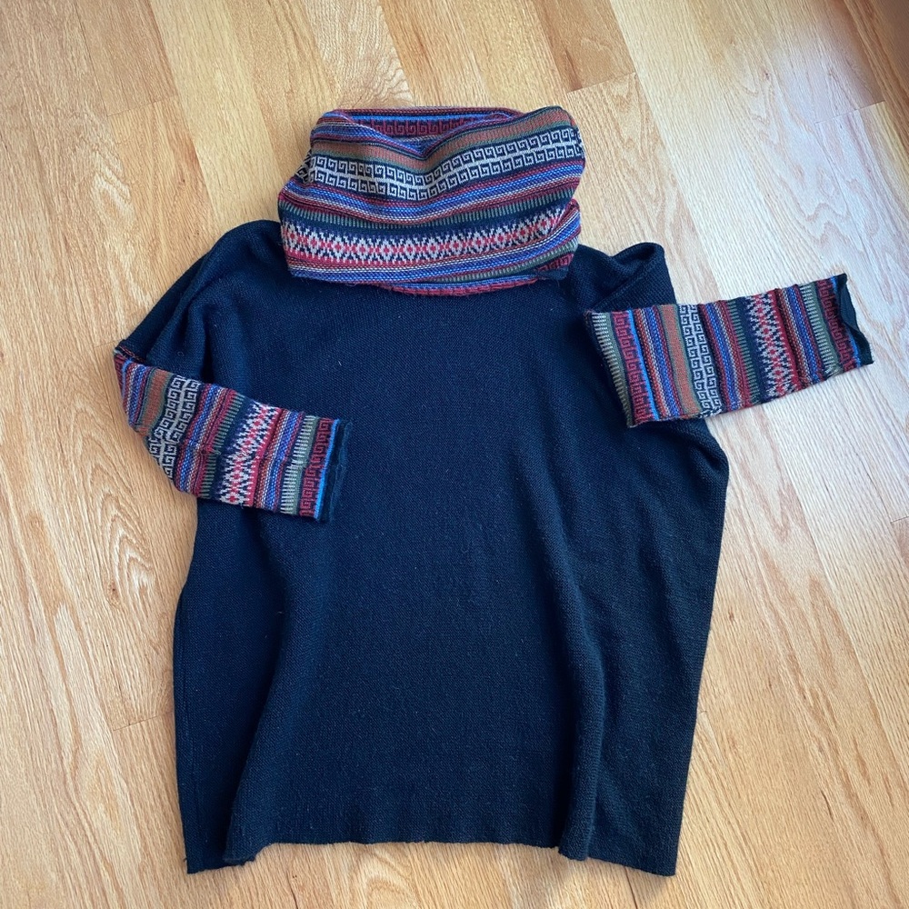 Colorful Patterned Knit Sweater by Caamano, Size M